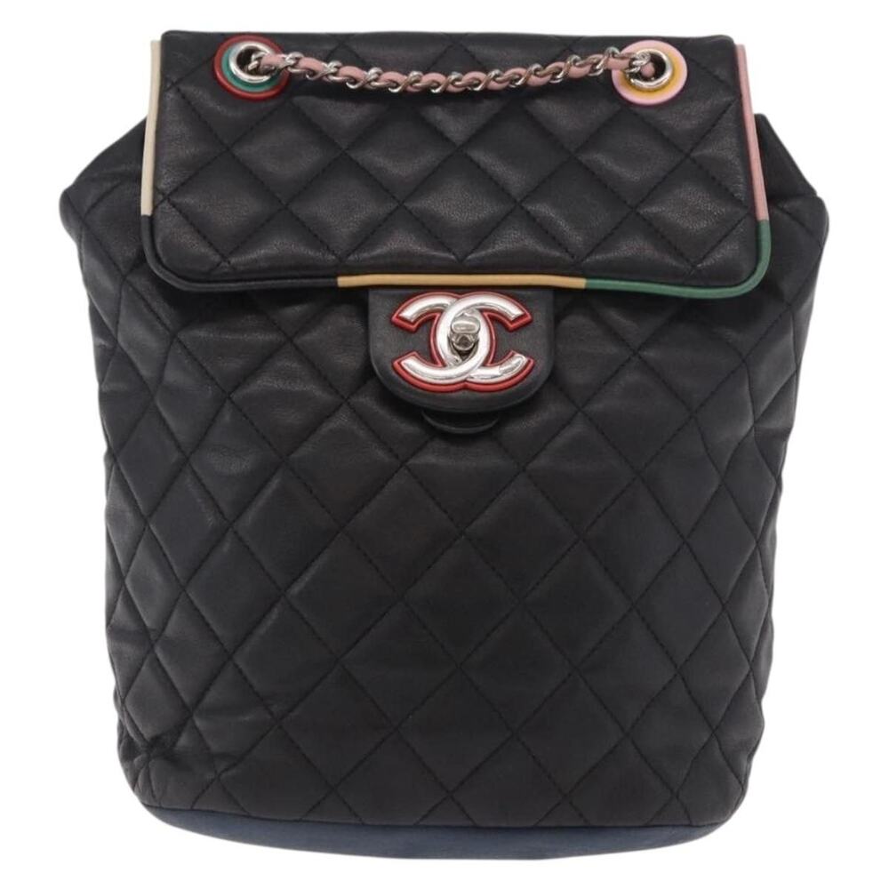 Chanel Matelasse Backpack Black Lambskin Leather